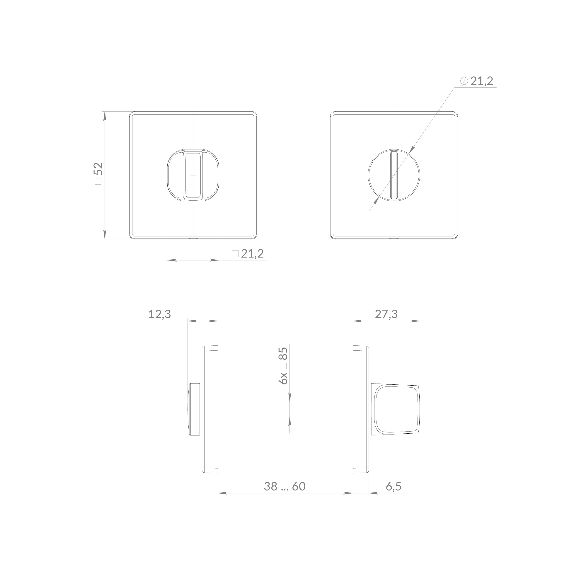 Ручка поворотная BK6.K.EST.Q52 SSC-16 сатинированный хром