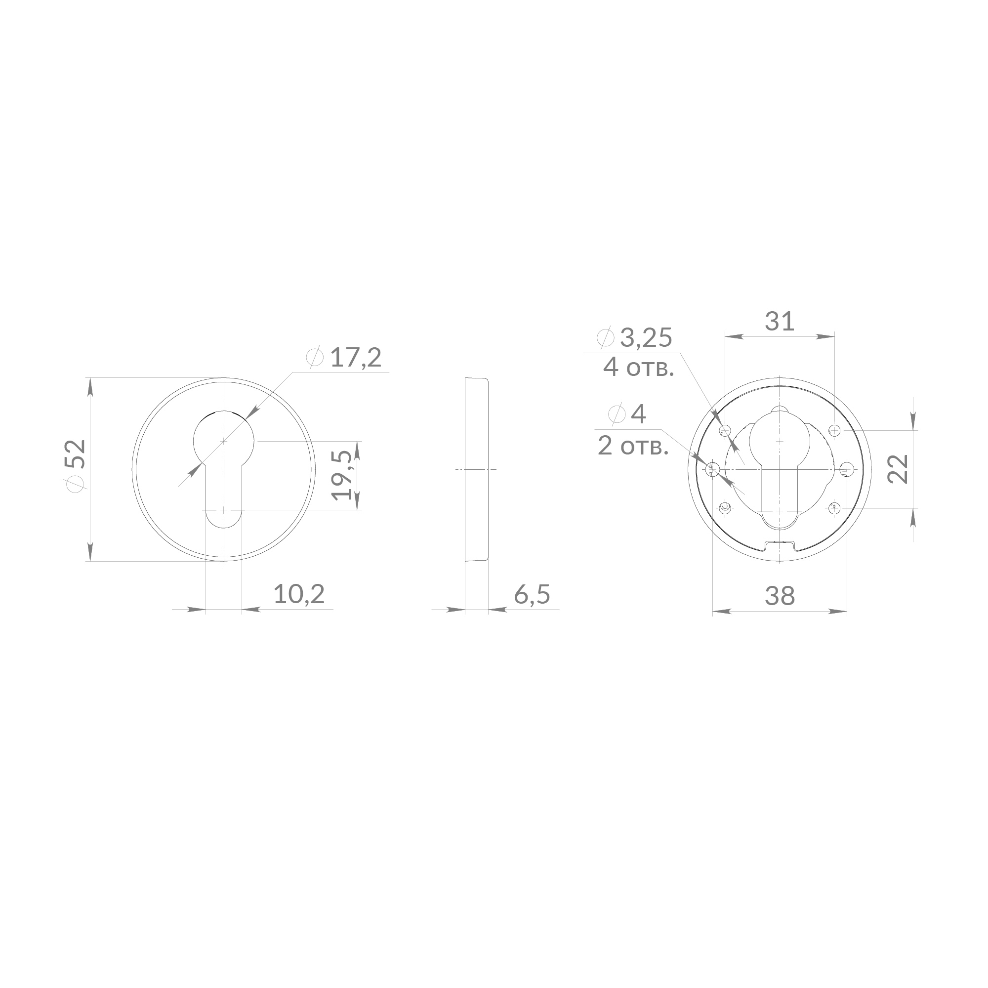 Накладка под цилиндр ET.R.EST.R52 SN-3 матовый никель