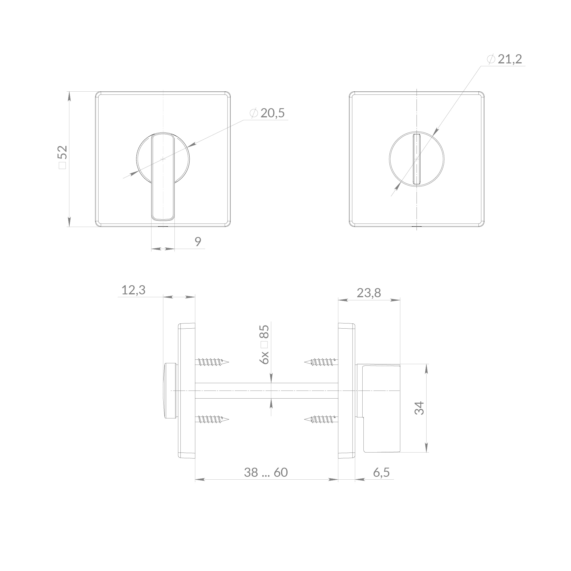 Ручка поворотная BK6.K.EST.Q52.JOY SN-3 матовый никель